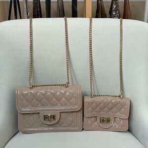 SHEIN Mommy & Me Soft Pink Rubber Quilted Crossbody Bags 2 PCS. Set